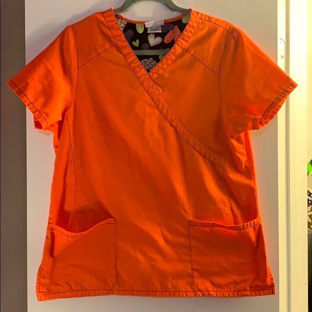 Scrubstar coral cross front scrub top